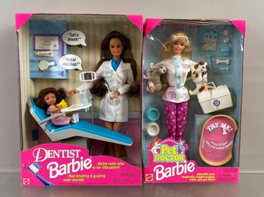 Group of 2 Mattel Medical Profession Barbie Fashion Dolls