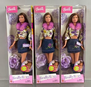 Group of 3 Mattel Really Rosy Barbie Fashion Dolls