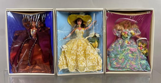 Group of 3 Mattel Enchanted Seasons Collection Barbie Fashion Dolls