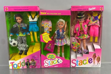 Group of 3 Mattel Stacie and Todd Barbie Fashion Dolls