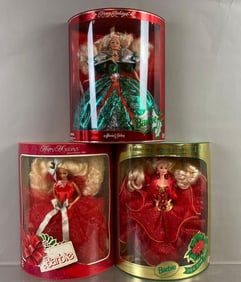 Group of 3 Mattel Happy Holidays Barbie Fashion Dolls