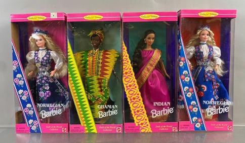 Group of 4 Mattel World Barbie Fashion Dolls