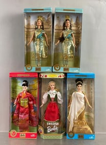 Group of 5 Mattel World Barbie Fashion Dolls