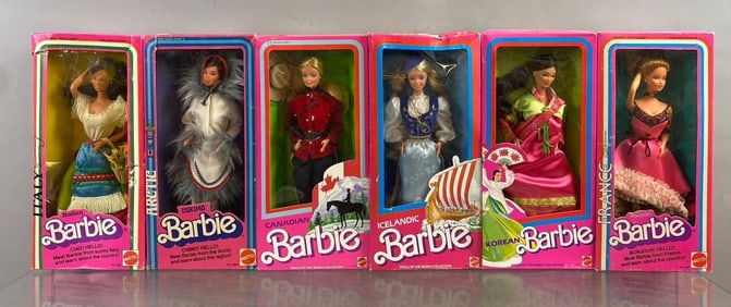 Group of 6 Mattel World Barbie Fashion Dolls