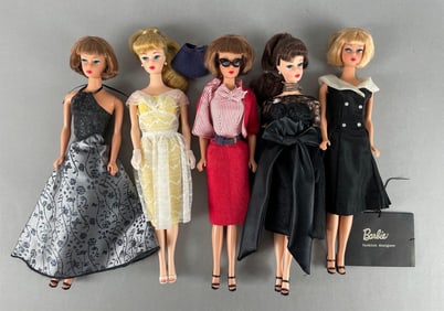 Group of Mattel Reproduction Barbie Fashion Dolls
