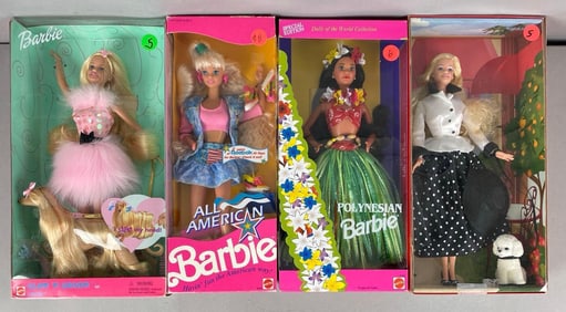Group of 4 Mattel Barbie Fashion Dolls