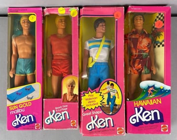 Group of 4 Mattel Ken Fashion Dolls