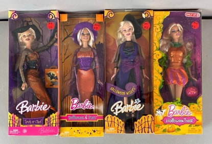 Group of 4 Mattel Halloween Barbie Fashion Dolls