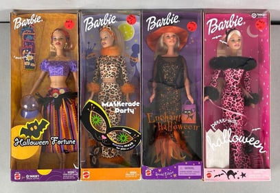 Group of 4 Mattel Halloween Barbie Fashion Dolls