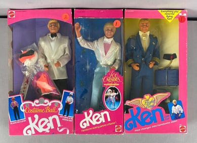 Group of 3 Mattel Ken Fashion Dolls