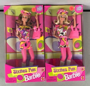 Group of 2 Mattel Sixties Fun Barbie Fashion Dolls