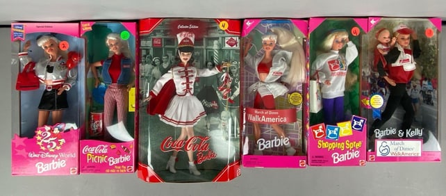 Group of 6 Mattel Barbie Fashion Dolls