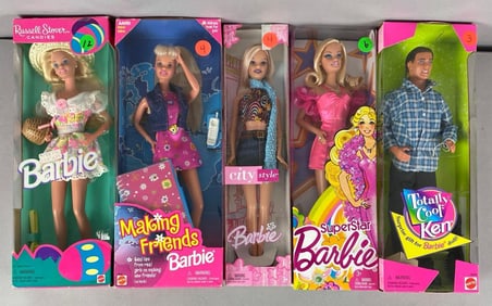 Group of 5 Mattel Fashion Dolls