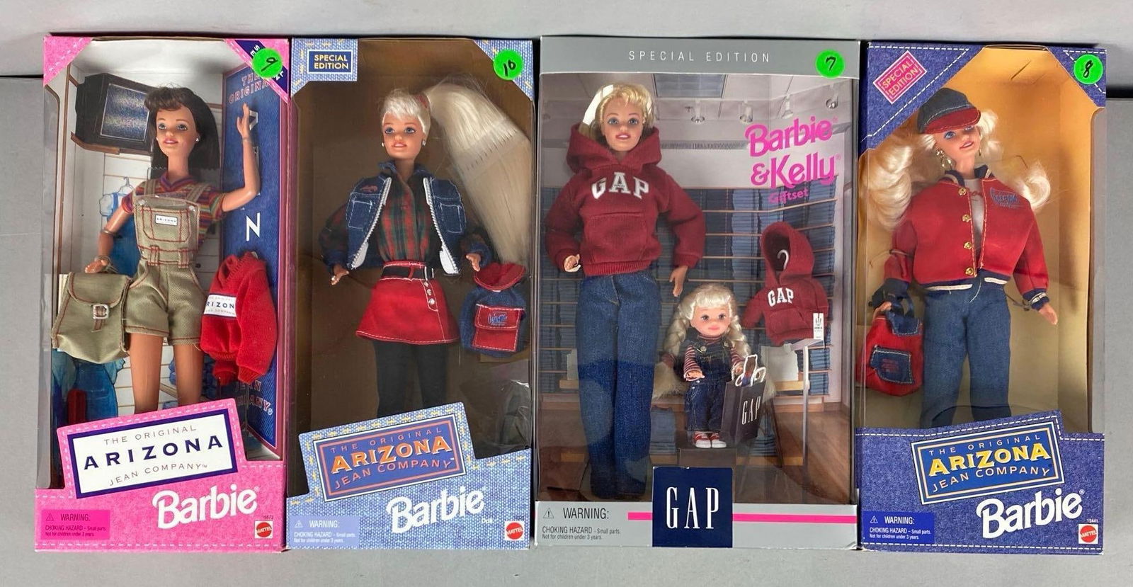 Group of 4 Mattel Clothing Brand Barbie Fashion Dolls: Includes Arizona jean company and GAP, like new in boxes