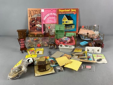 Group of Miniature Doll Furniture and More