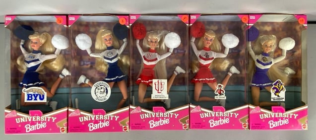Group of 5 Mattel Barbie University Fashion Dolls