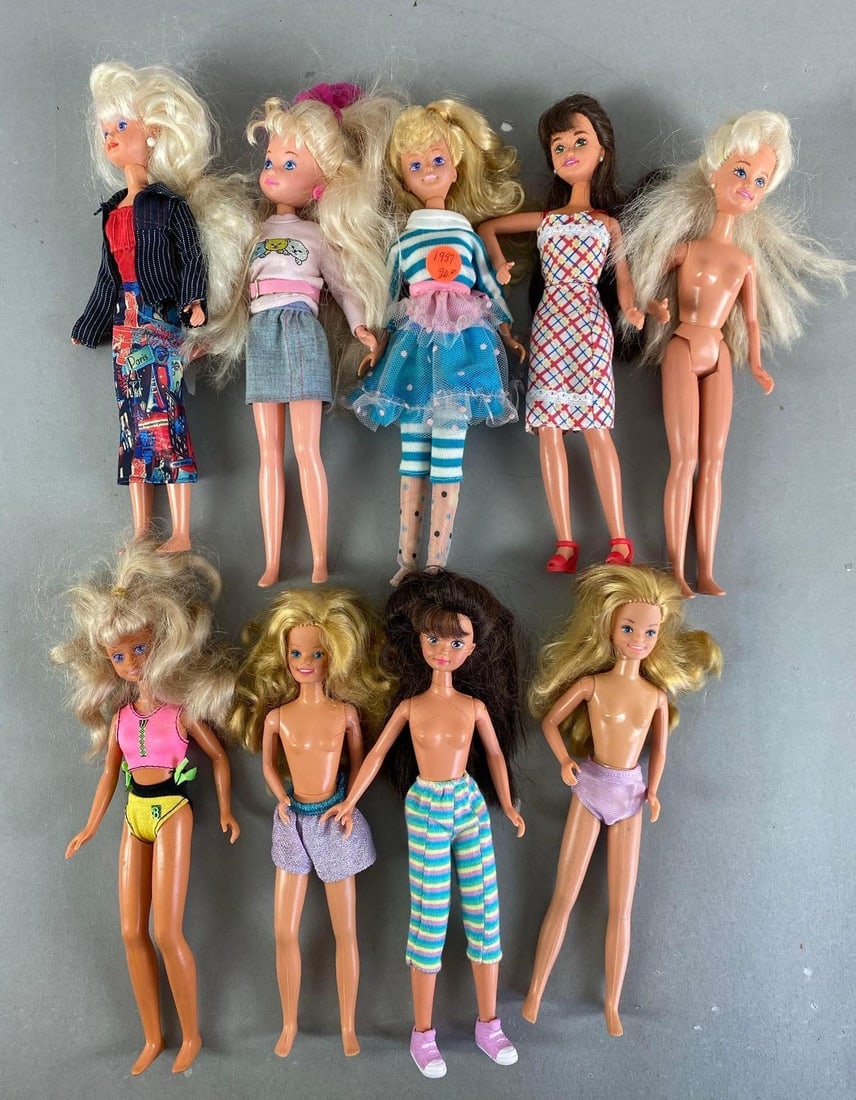 Group of Mattel Skipper Fashion Dolls: 1980s - 1990s, each measures 9” H
