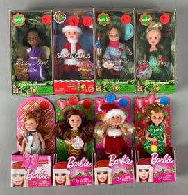 Group of 8 Mattel Christmas Holidays Fashion Dolls