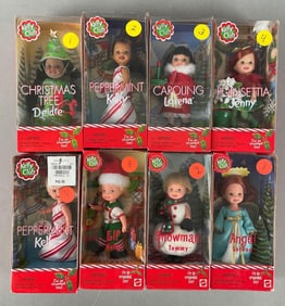 Group of 8 Mattel Kelly Christmas Fashion Dolls