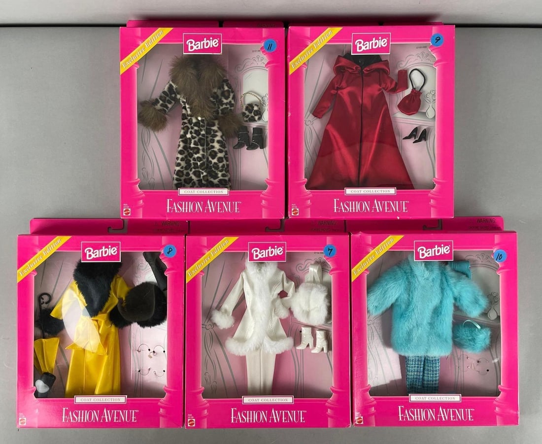 Group of Mattel Barbie Fashion Avenue Clothing: New in original packaging, coat collection