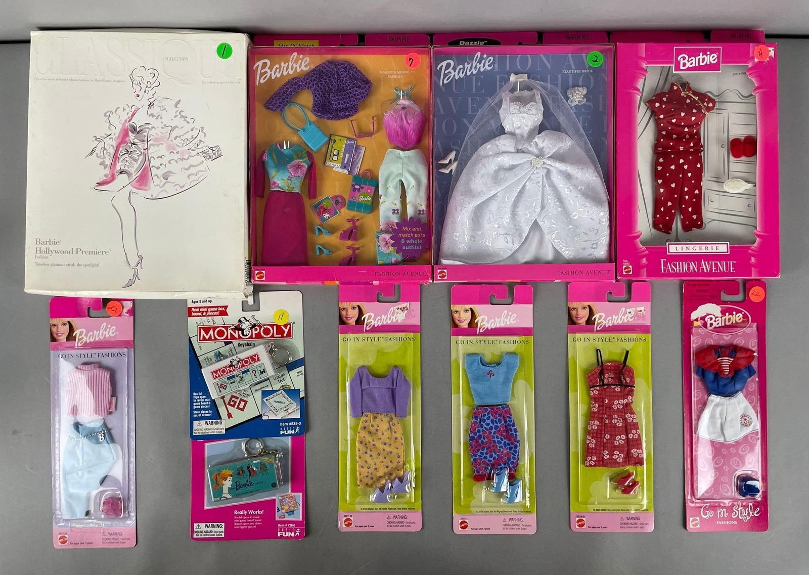Group of Mattel Barbie Clothing: New in original packaging
