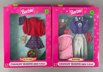 Group of Mattel Barbie Changin' Seasons Dress n Play Clothing
