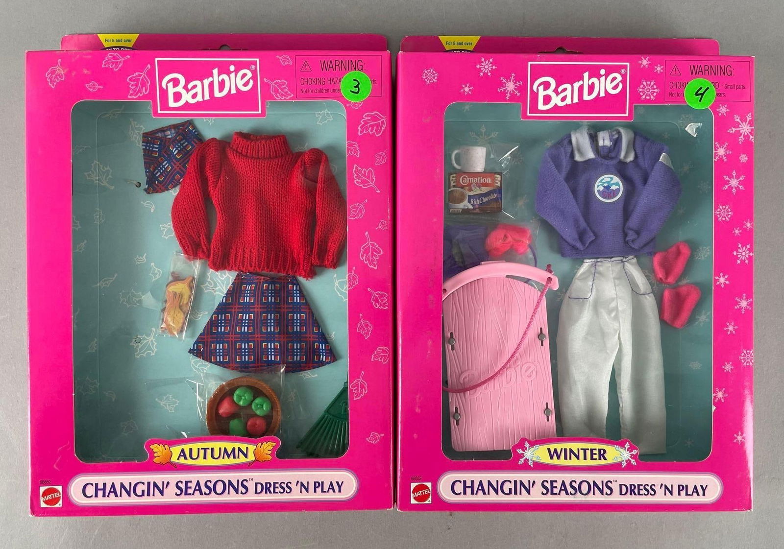 Group of Mattel Barbie Changin' Seasons Dress n Play Clothing: New in original packaging