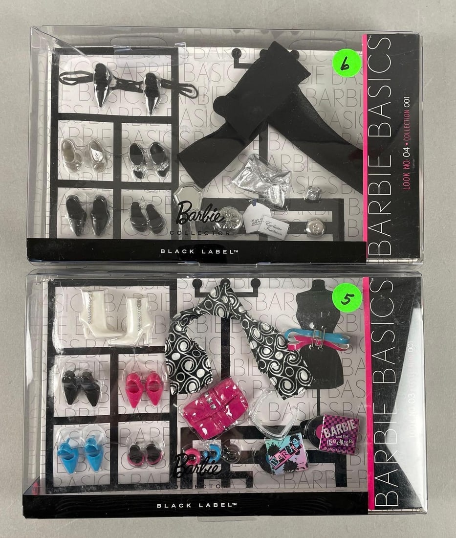 Group of Mattel Barbie Basics Doll Clothes and Accessories: Black label