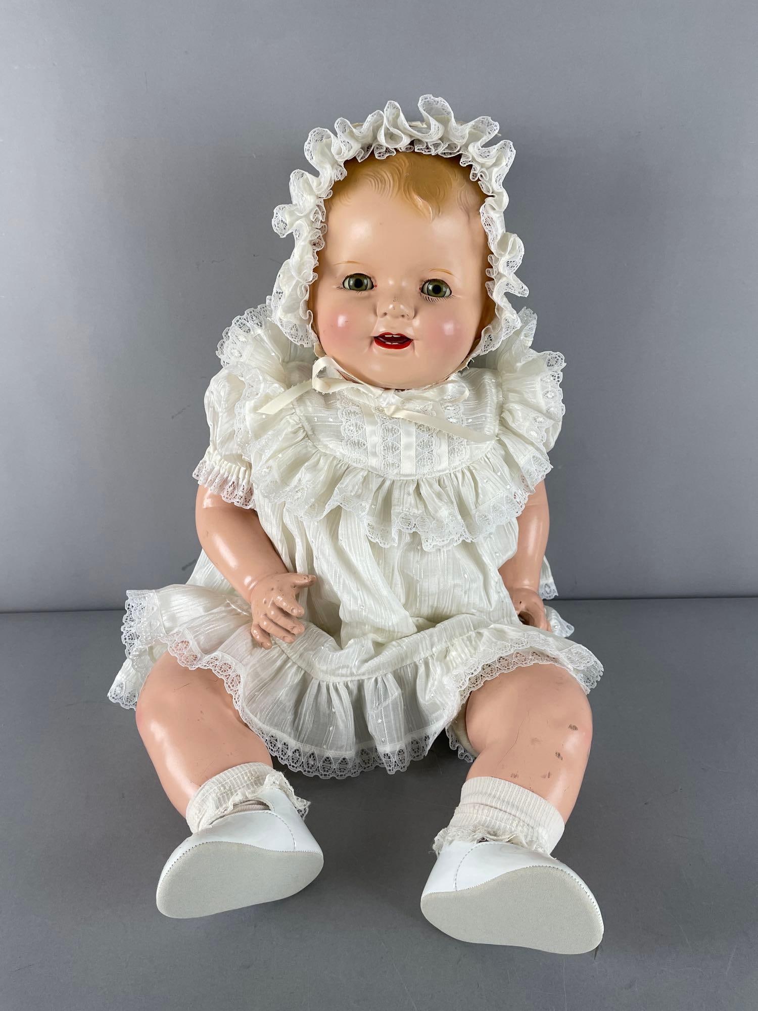 Vintage Effanbee Composition Baby Doll: Sleepy eye, teeth, 26"