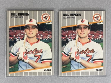 2 - 1989 Fleer Bill Ripken Error F-Face #616 + Error Black Scribble