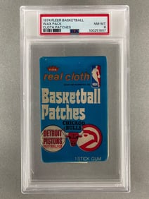 Rare 1974 Fleer Basketball Wax Pack Cloth Patches PSA 8