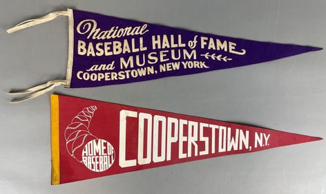2 - Vintage Cooperstown Baseball Hall of Fame Pennant