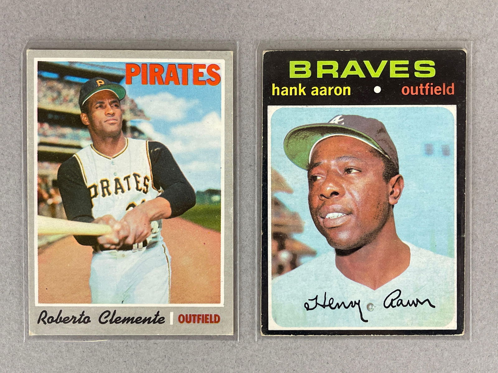 1970 Topps Roberto Clemente #350, and 1971 Topps Hank Aaron #400 (1 of 2)