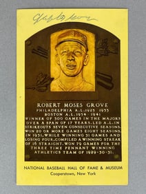 Robert Grove Signed Yellow Plaque Hall of Fame Postcard with JSA COA