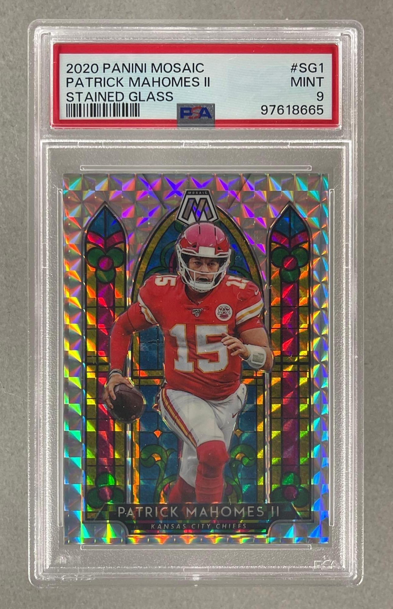 2020 Panini Mosaic Patrick Mahomes II Stained Glass #SG1 PSA 9: 2020 Panini Mosaic Patrick Mahomes II Stained Glass #SG1 PSA 9