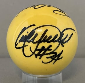 Kirby Puckett Multi-Signed Pool Cue Ball from Pucketts Pool Tournament with JSA COA