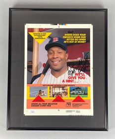 Framed Kirby Puckett Signed Advertising Proof Photo with JSA COA