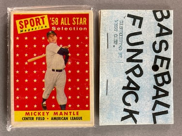 1958 Topps Baseball West Corps Cello Fun Pack with Mickey Mantle on Top