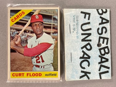 1966 Topps Baseball West Corps Cello Fun Pack with Curt Flood on Top