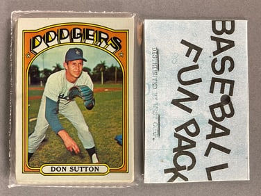 1972 Topps Baseball West Corps Cello Fun Pack with Don Sutton on Top
