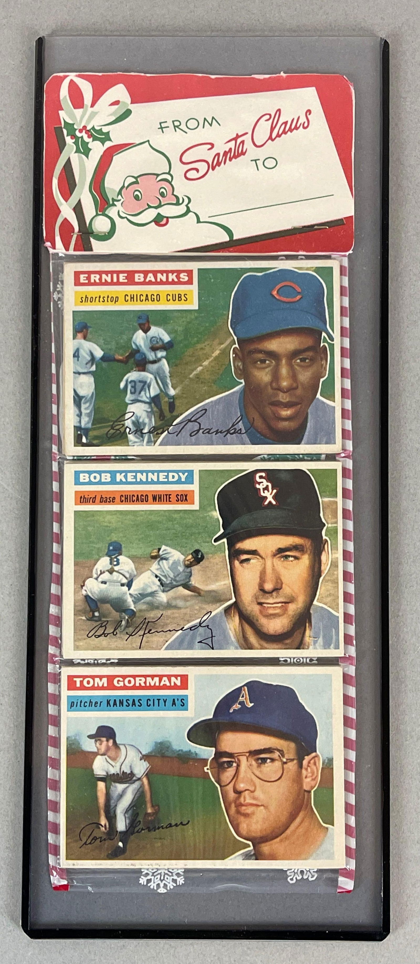 Rare 1956 Topps Baseball Christmas Rack Pack with Ernie Banks on Top (1 of 2)