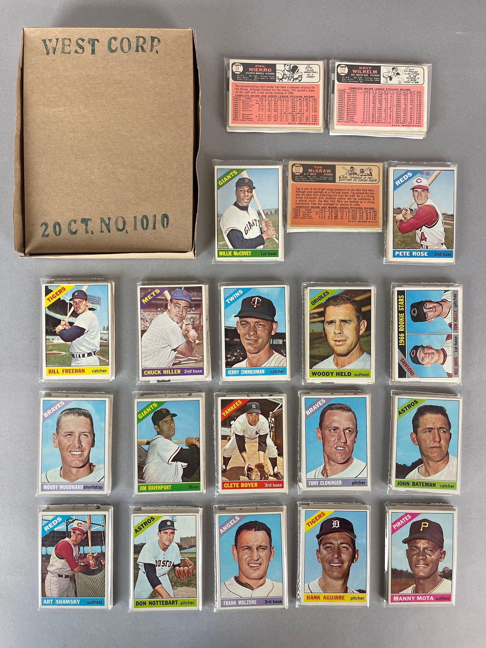 1966 Topps Baseball West Corps Cello Fun Pack Vending Box of 20 with Stars Showing (1 of 5)