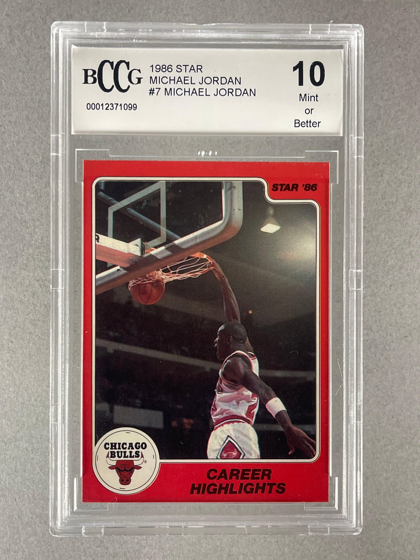 1986 Star Michael Jordan #7 BCCG 10: 1986 Star Michael Jordan #7 BCCG 10