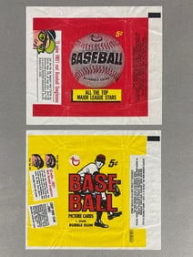 1966 and 68 Topps Baseball 5 cent Wax Pack Wrappers