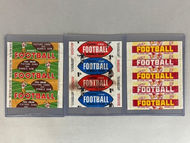 3 - 1952 - 57 Bowman and Topps Football Wax Pack Wrappers