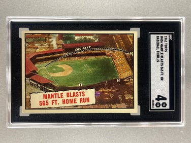 1961 Topps Baseball Thrills Mantle Blasts 565 Ft. HR SGC 4