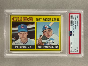 1967 Topps Cubs Rookies J. Niekro/ P.Popovich #536 PSA 5