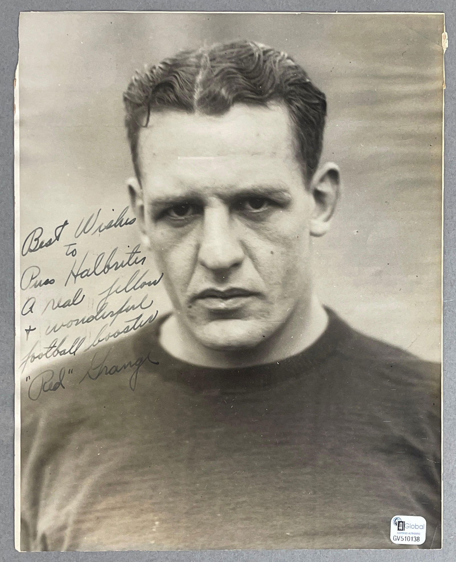 Red Grange Signed Early Black and White Photo with Inscription and JSA LOA (1 of 4)