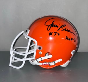 Jim Brown Signed Cleveland Browns Vintage Mini Helmet Full Metal Mask with JSA COA
