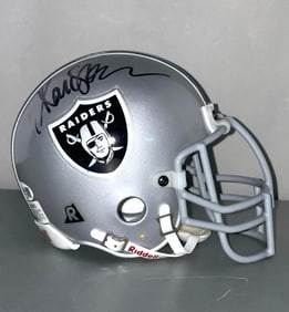 Marcus Allen Signed Oakland Raiders Vintage Mini Helmet Full Metal Mask with JSA COA